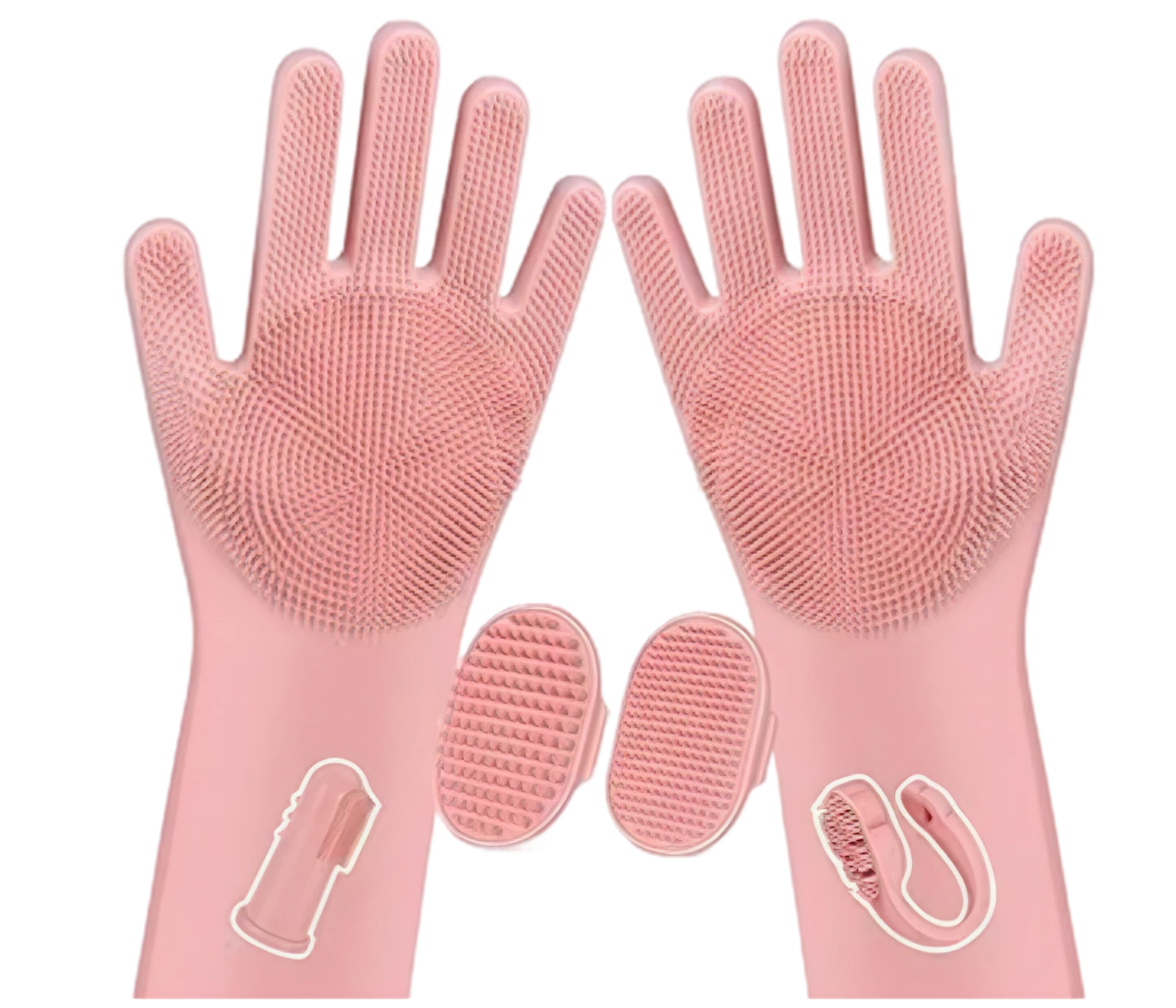 6PCS Pet Grooming Kit for Dogs,Cats and Horses | Dog Washing Gloves | Dog Bath Brush | Dog Bath Gloves | Dog Shampoo Brush | Pet Grooming Gloves | Dog Bath Supplies (Light Pink)