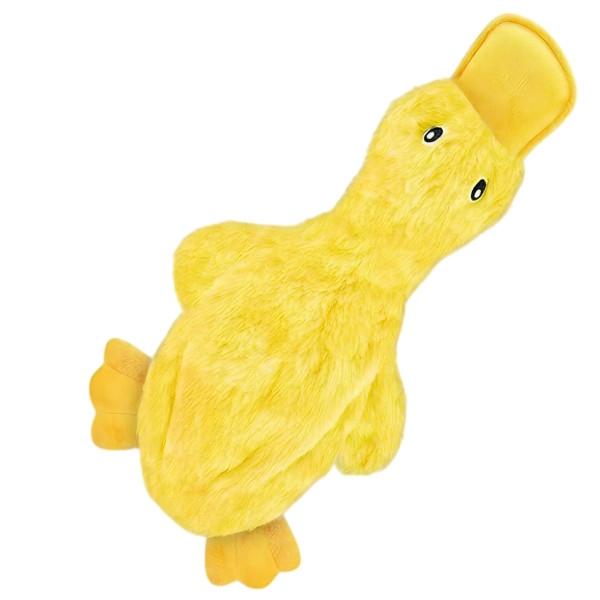 Best Pet Supplies Interactive Squeaky Dog Chew Toy, Ideal Dog Toys for Chewers, Small, Medium & Large Dogs, and Fetch Lovers - Crinkle Duck (Yellow), Large
